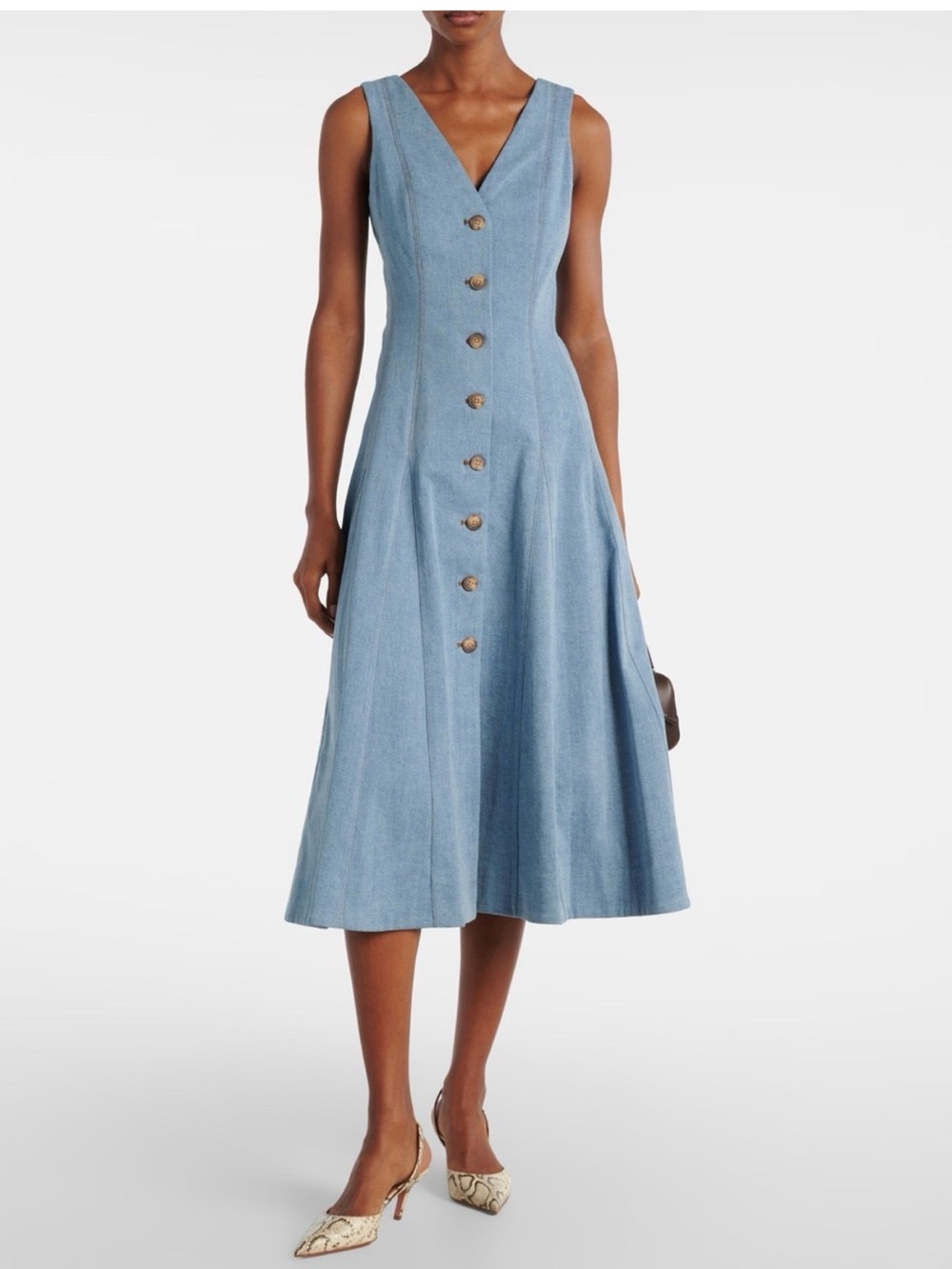 VERONICA BEARD NWT Lou pleated denim midi dress RFID tags